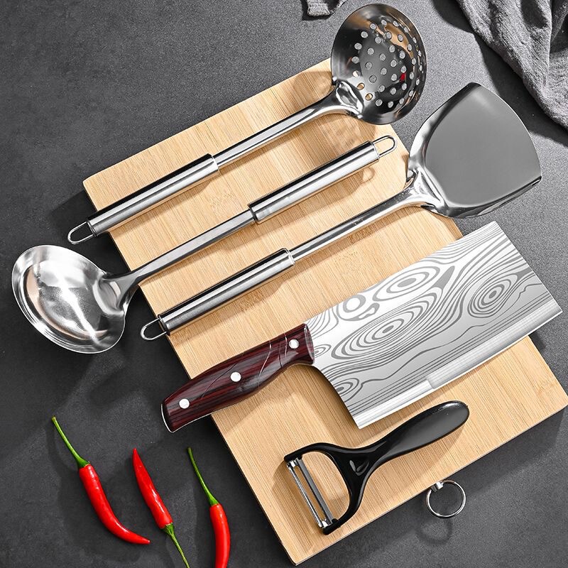Kitchen knife cutting board two-in-one kitchen full set kitchenware household vegetable cutting meat cutting knife cutting board cutting board cutting board knife suit