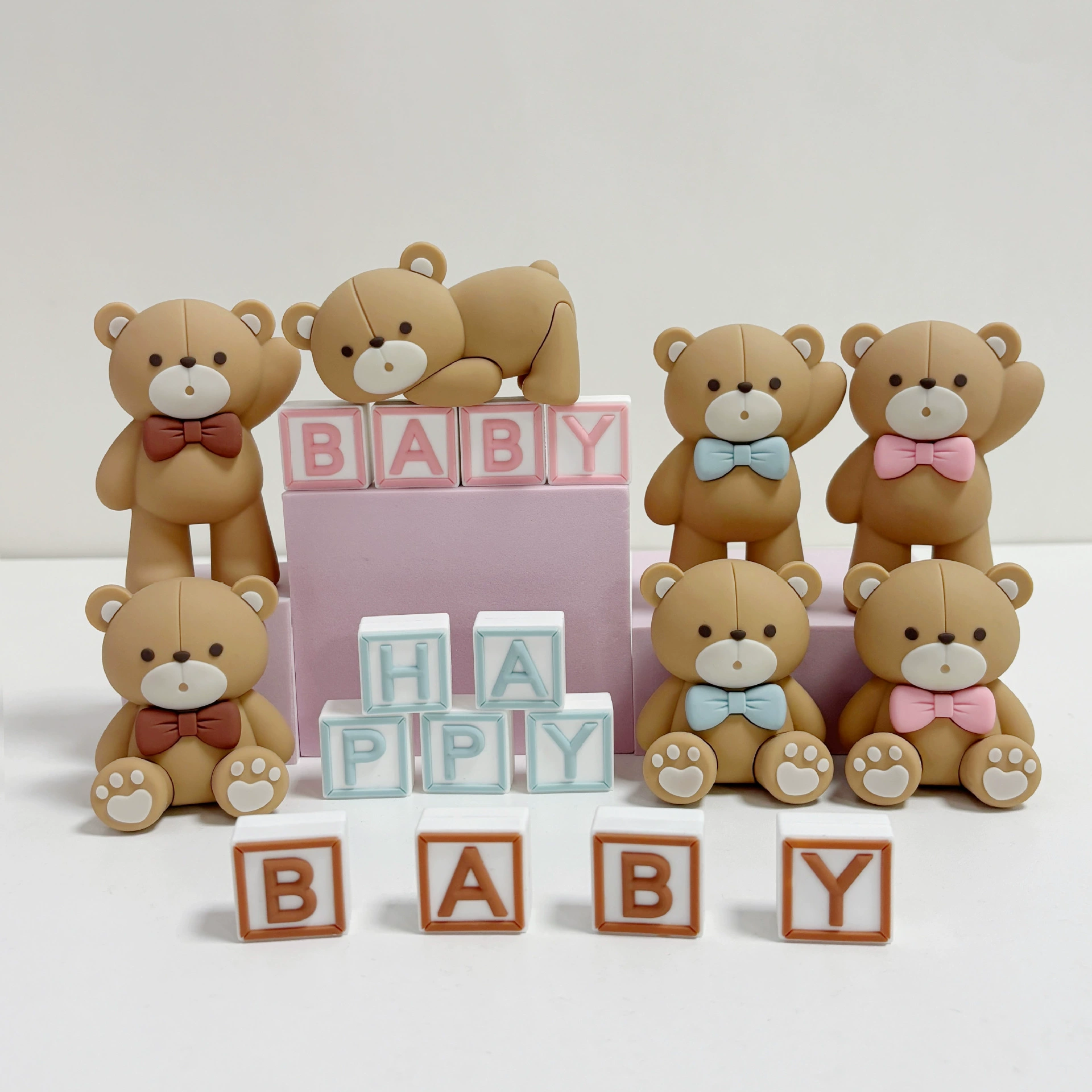 Молодой ребенок розовый синий цвет карри подарочная коробка мягкий клей мальчик девушка торт одеваются куклы