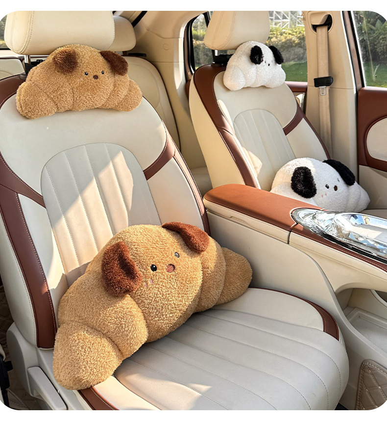 Blue Rain New Product Car Headrest Neck Pillow Creative Plush Car Seat Cushion Waist Pillow Cute Car Lumbar Support