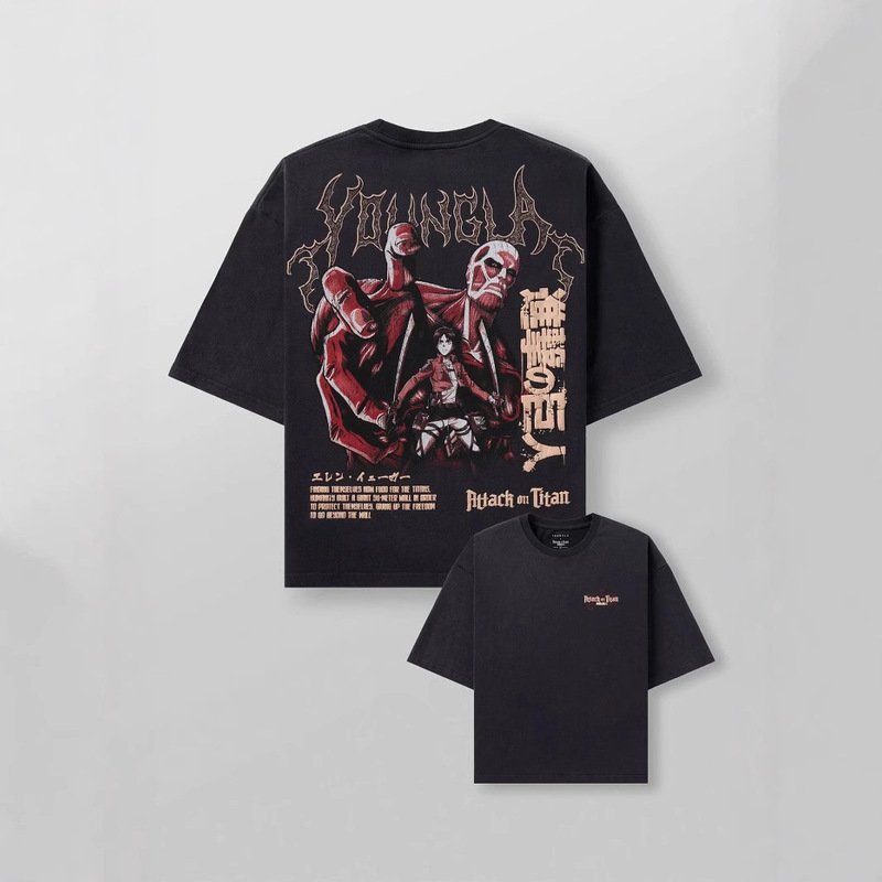 Youngla Alliance Attack on Titan Men's Loose Short-Sleeved Youth Sports Pure Cotton Short-Sleeved T-Shirt