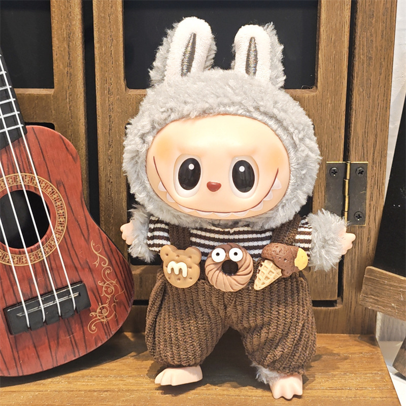 Labubu ベビー服ビニールラブブ 17 センチメートル人形かわいいドレスアップカジュアルスーツスカートぬいぐるみ服|undefined