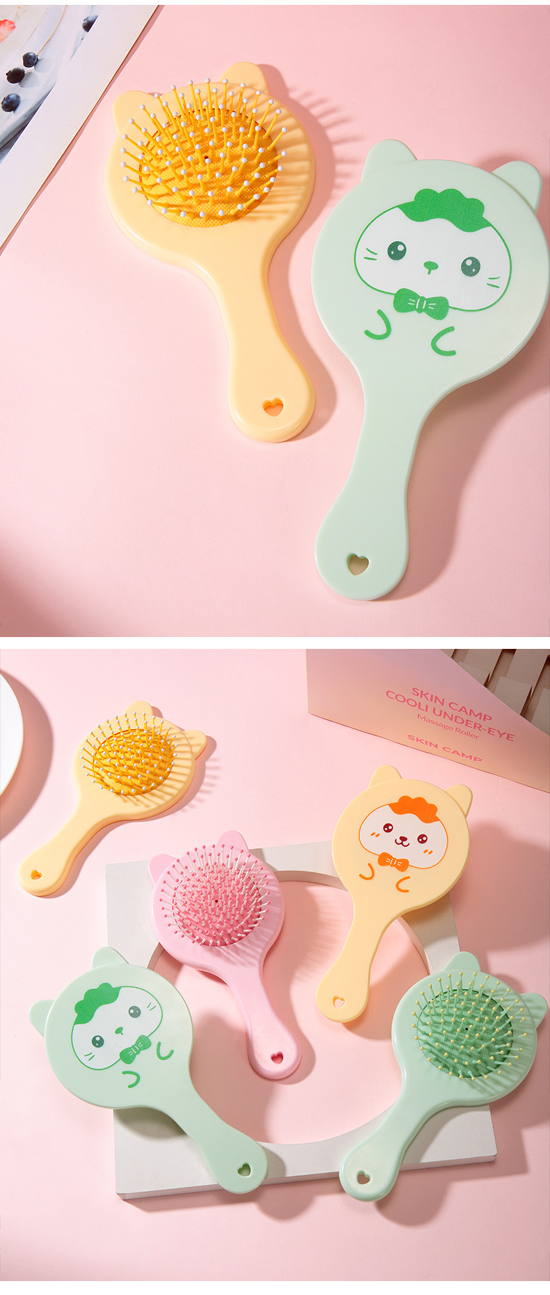 LMLTOP Cartoon Fragrance Massage Hair Comb, Cute cuddle cat airbag comb, portable air cushion comb SY744 undefined