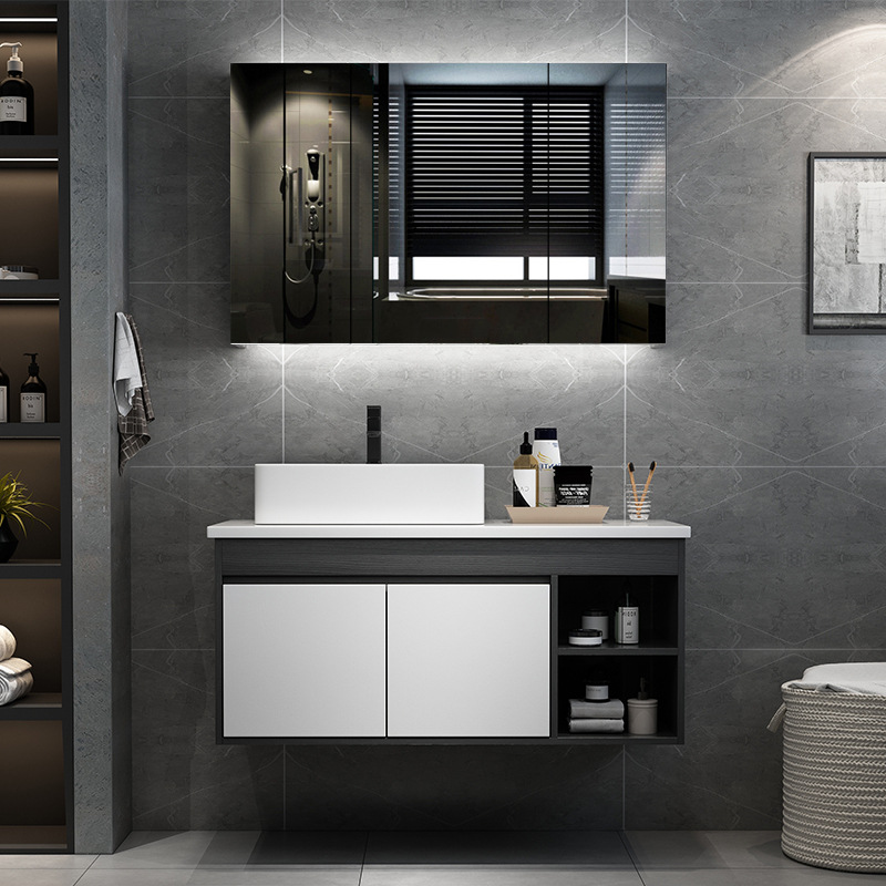 Nórdico cuarto de baño moderno minimalista baño lavado lavabo gabinete combinación contador lavabo anti-niebla inteligente espejo