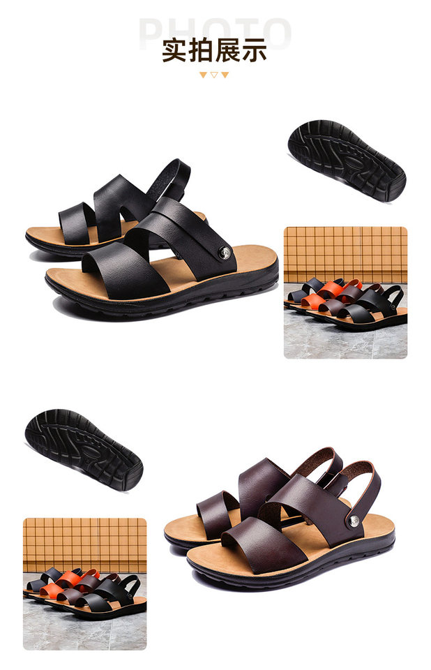 Dép sandal nam hở ngón chất liệu da PU chống trơn, quai khóa, phong cách thể thao đi biển mùa hè — Màu xanh lam, Nâu vàng, Nâu Đen, Nâu đậm chi tiết 16