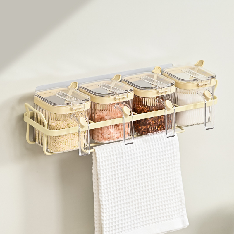 輕奢壁掛式調味盒廚房調料盒套裝家用調味瓶罐收納盒味精調料罐