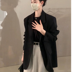 黑色小西装外套女炸街职业春秋2025新款韩系设计感小个子百搭西服