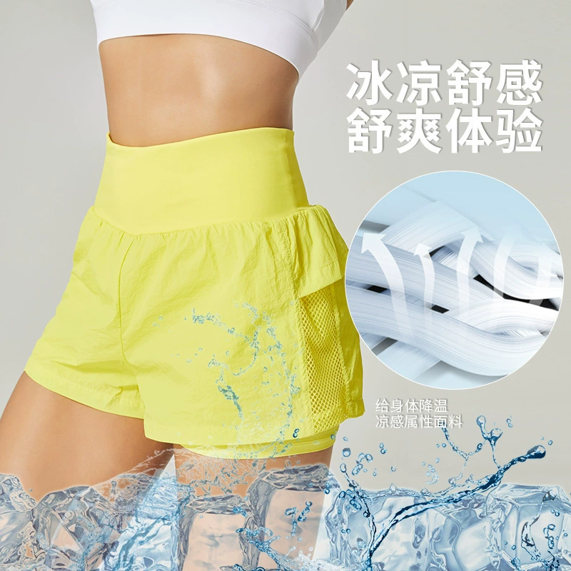 Yujia новая летняя сетчатая крутая дышащая антиэкспозиционная одежда для йоги с высокой талией уличные быстросохнущие спортивные шорты для женщин