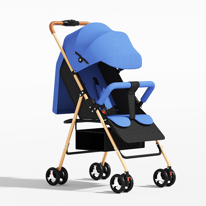 한 손으로 접을 수 있고 앉거나 누울 수 있는 골드 프레임 - 블루