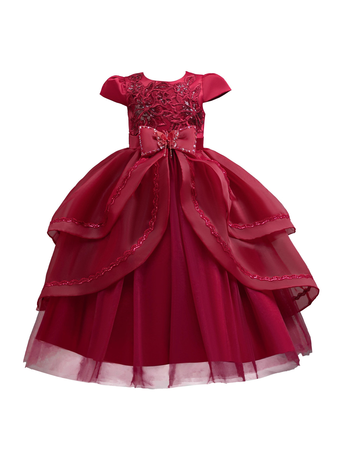 Niña transfronteriza vestido de princesa irregular vestido de malla largo vestido de piano de niños grandes ropa de Navidad