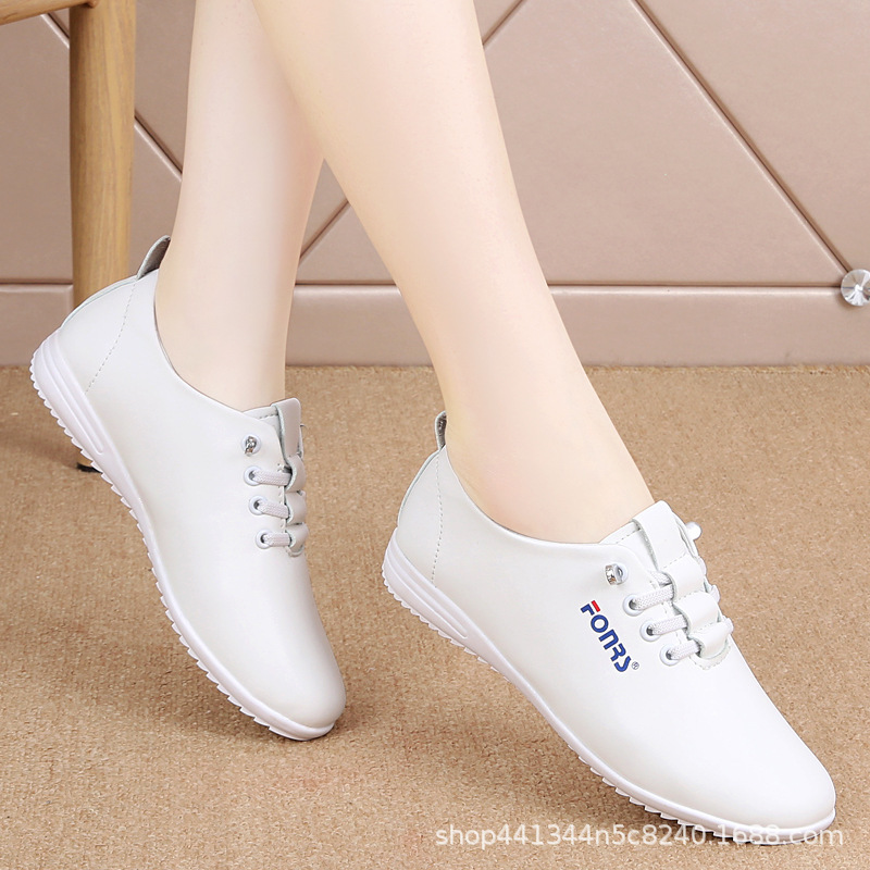 Special offer genuine leather white shoes for women spring and summer new lightweight soft bottom non-slip deodorant slip-on all-match Fashion single shoes