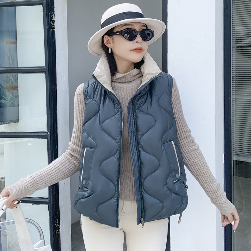 2026 otoño y invierno nuevo chaleco de moda de cuello vertical de algodón abrazadera de caballo estilo coreano de color de hombro abrazadera de caballo estilo coreano chaqueta de mujer image 3