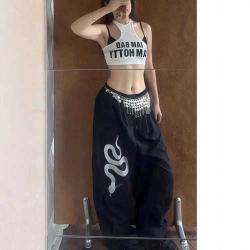 Snake pattern casual hip-hop sport quick-dry summer thin loose men's and women's paratrooper work pants trendy