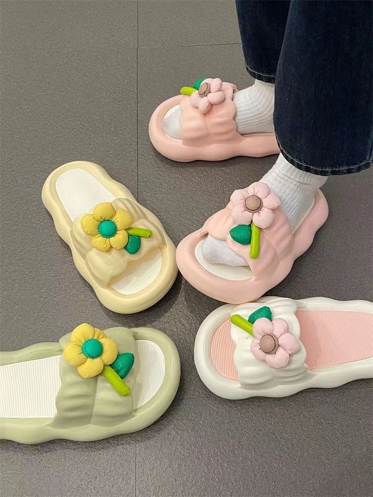 Fashionable New Slippers For Women, Outdoor, Thick Bottom, Home, Indoor Student dorm, non-slip, flower slippers_voghion.com