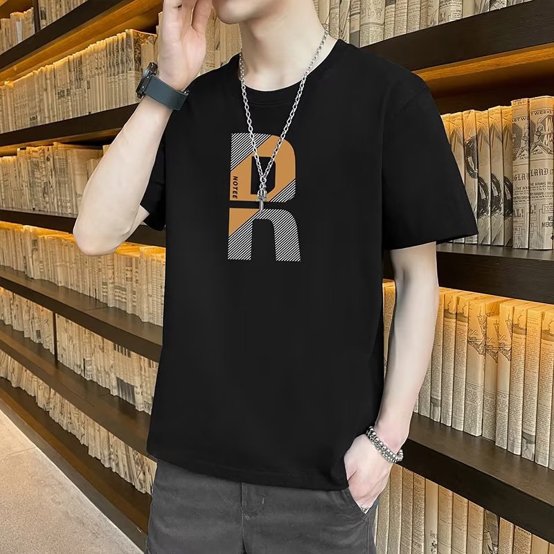 Camiseta de manga corta de moda para hombre 2023 nuevo verano estilo coreano suelta marca de moda para estudiantes cuello redondo casual Boys ins top