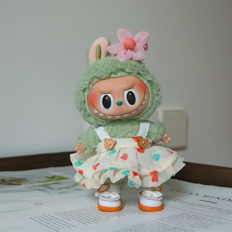 Labubu公仔衣服17cm心动马卡龙搪胶脸拉布布娃衣裙子换装着替配饰|undefined