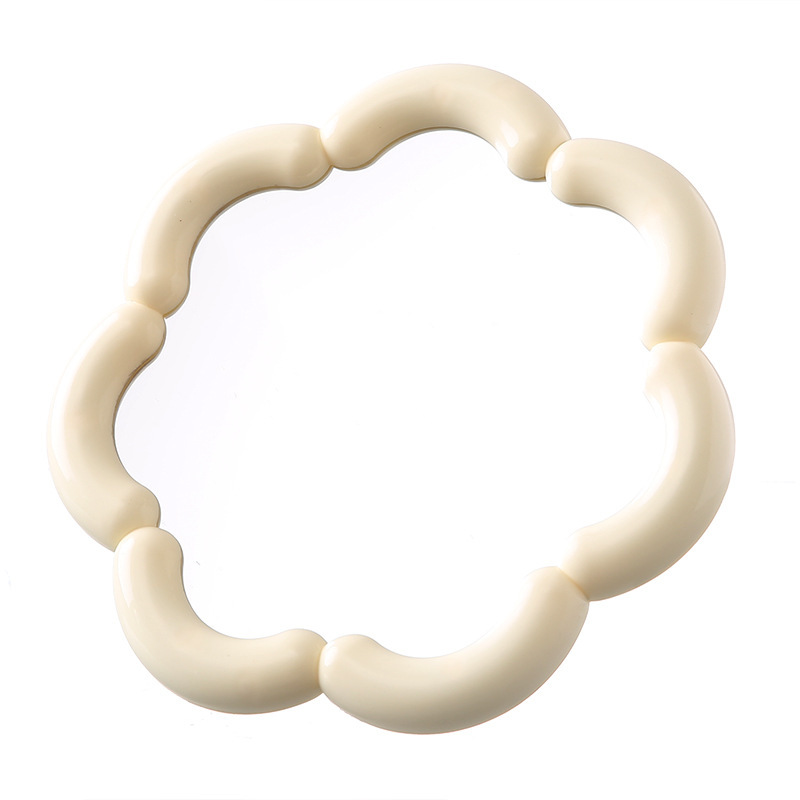 Espejo de flores de viento de crema, mirillo de maquillaje galvanizado, mirillo de maquillaje irregular, dormitorio de estudiantes