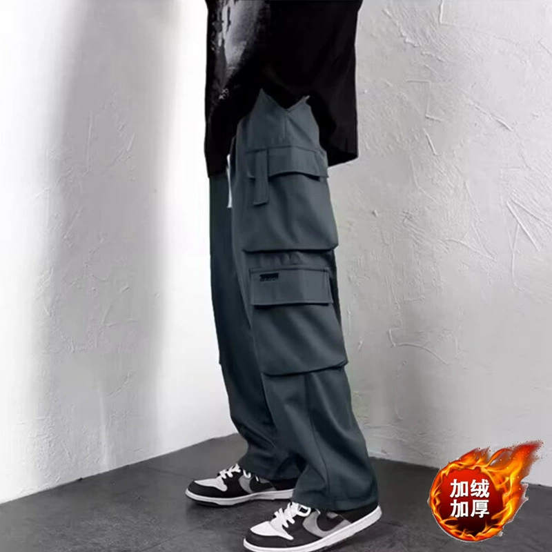 Плюшевые брюки осенние и зимние приливные бренды широкие ноги досуг трансграничная внешняя торговля мужские брюки зимние мальчики прямые трусики свободные