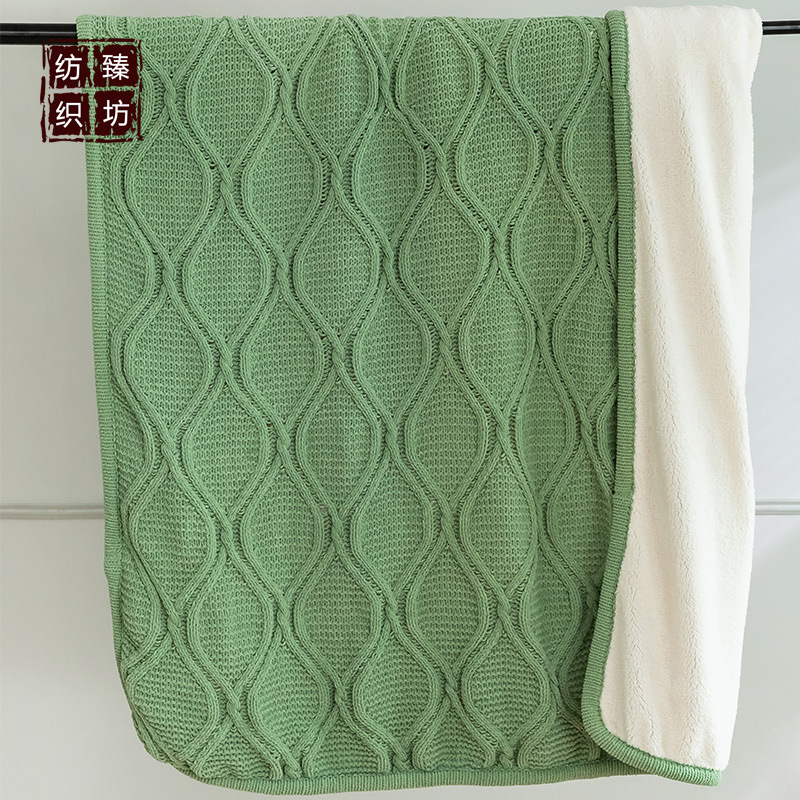 北歐簡約波紋加絨針織蓋毯 絨毯沙發(fā)蓋毯辦公午休 家居配飾