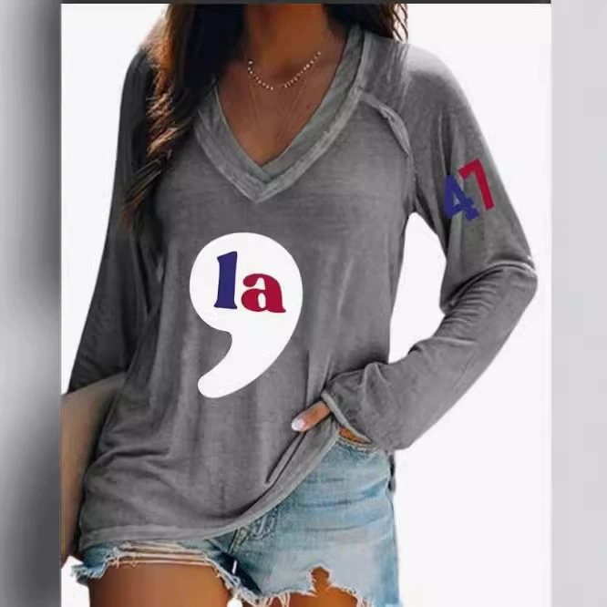 Источник Завод Независимая станция Весна и Осень Новая женская футболка с длинными рукавами Морская волна 3D с принтом V-образный наплечный рукав