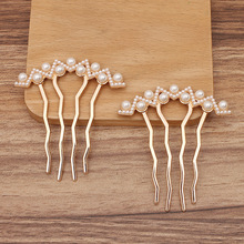 饰品配件镶珍珠可镶钻合金发梳(14720)