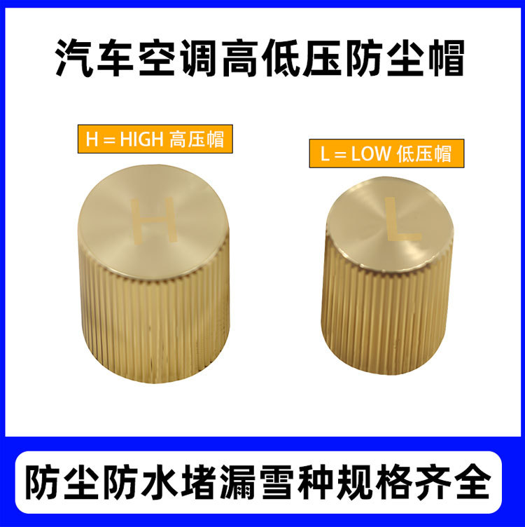 Protective Cover High and Low Pressure Dustproof Cap Car Air Conditioner Cover Valve Core Fluorine Nozzle Cap Plus Leak-Proof 134A