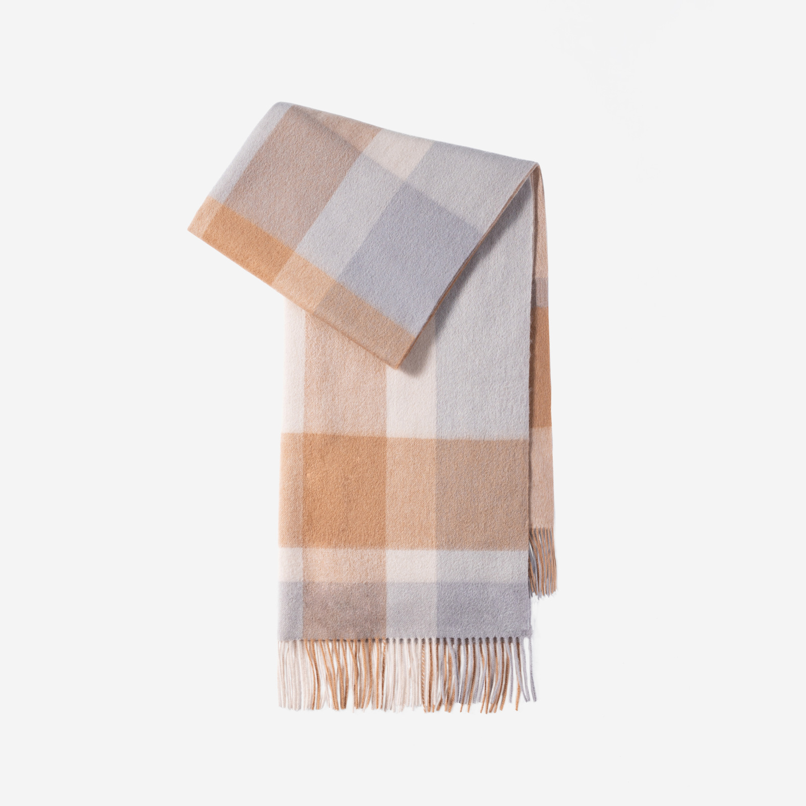 100% bufanda de lana para mujer, sentido de alta gama de invierno, chal de gran nombre a cuadros simples y versátiles, babero largo para hombres al por mayor