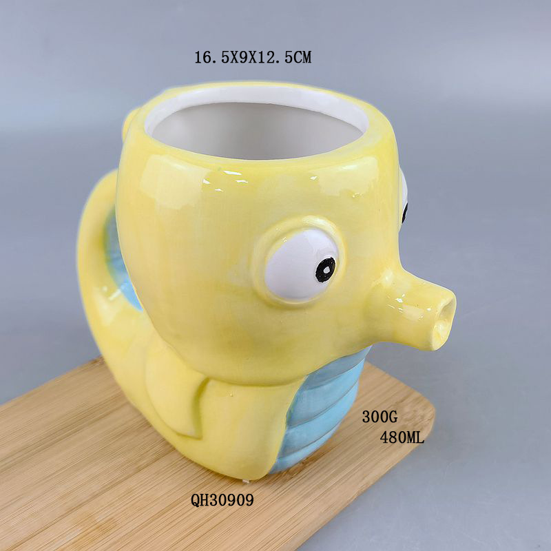 Taza de la serie del océano creativo cuidadosamente seleccionada Taza de cerámica de tiburón Caballo de mar Pulpo Ballena Taza de dibujos animados de animales Alien