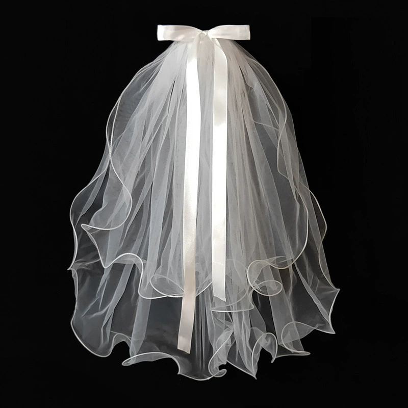 veil, Bridal White Veil, Single or Double Layer, 40–80 cm, Hair Comb or Hairpin Options