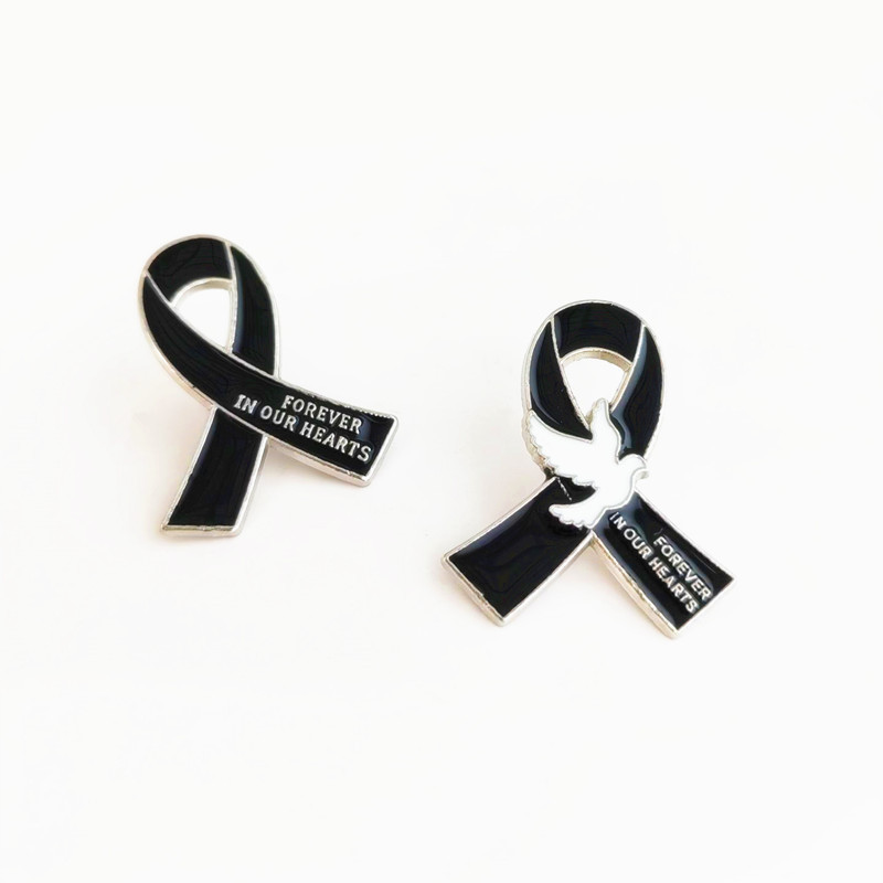 Cross-Border Jewelry Wholesale Black Ribbon Brooch Corsage Badge Bow Badge Commemorative Event Logo