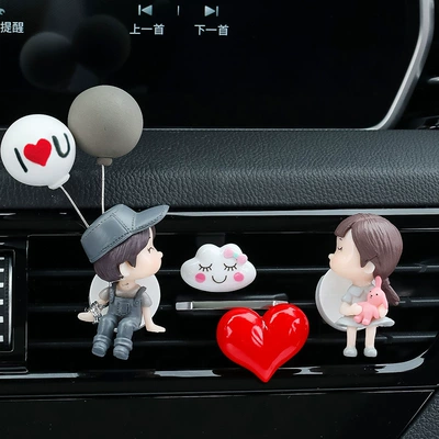Decoration Women, Car Perfume Aromatherapy - grey-tuyere-love-balloon-couple-large-peach-heart-smile-white-cloud
