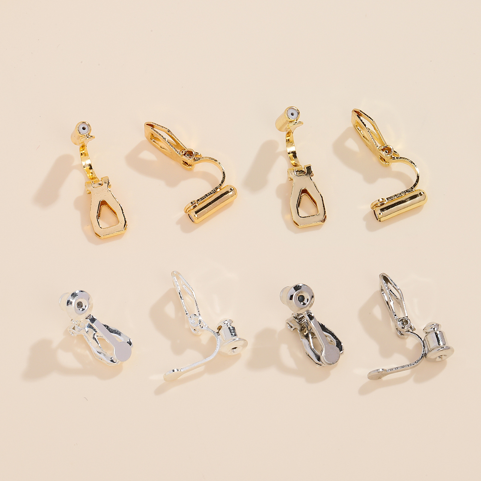Copper-Plated 18K Triangular Ear Clip with Hose Converter, Pierced Earrings Converted to Ear Clip with Bullet Plug Converter