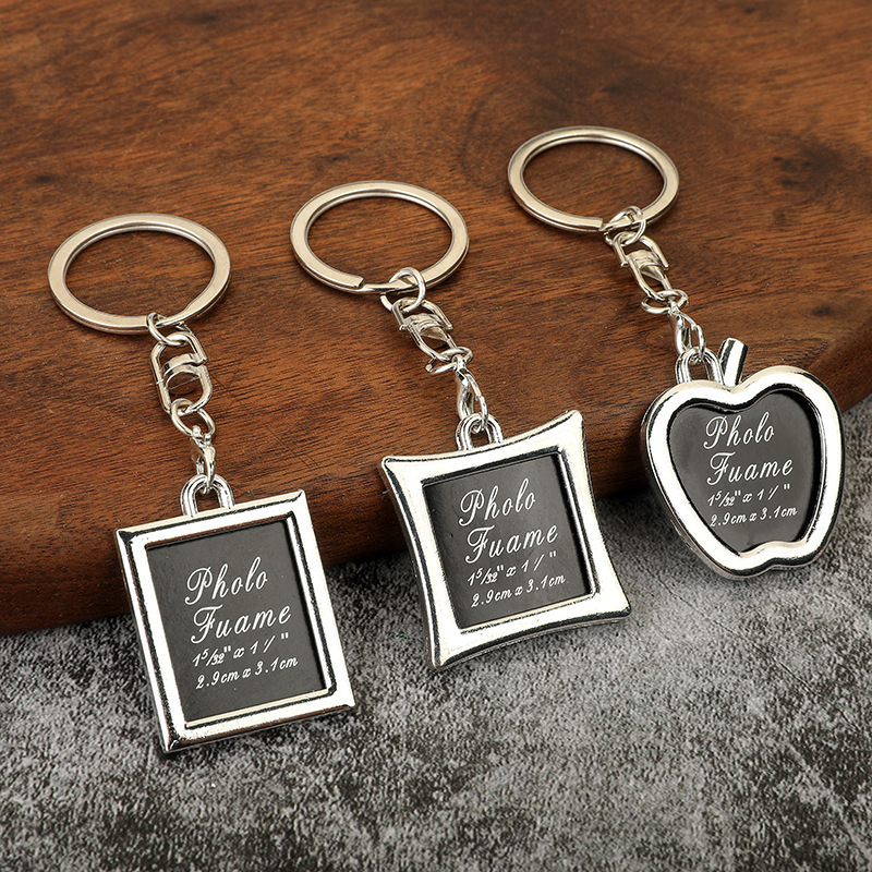 Creative Love Key Chain Photo Frame Couple Key Chain Square Personality Photo Key Ring Memorial Gift