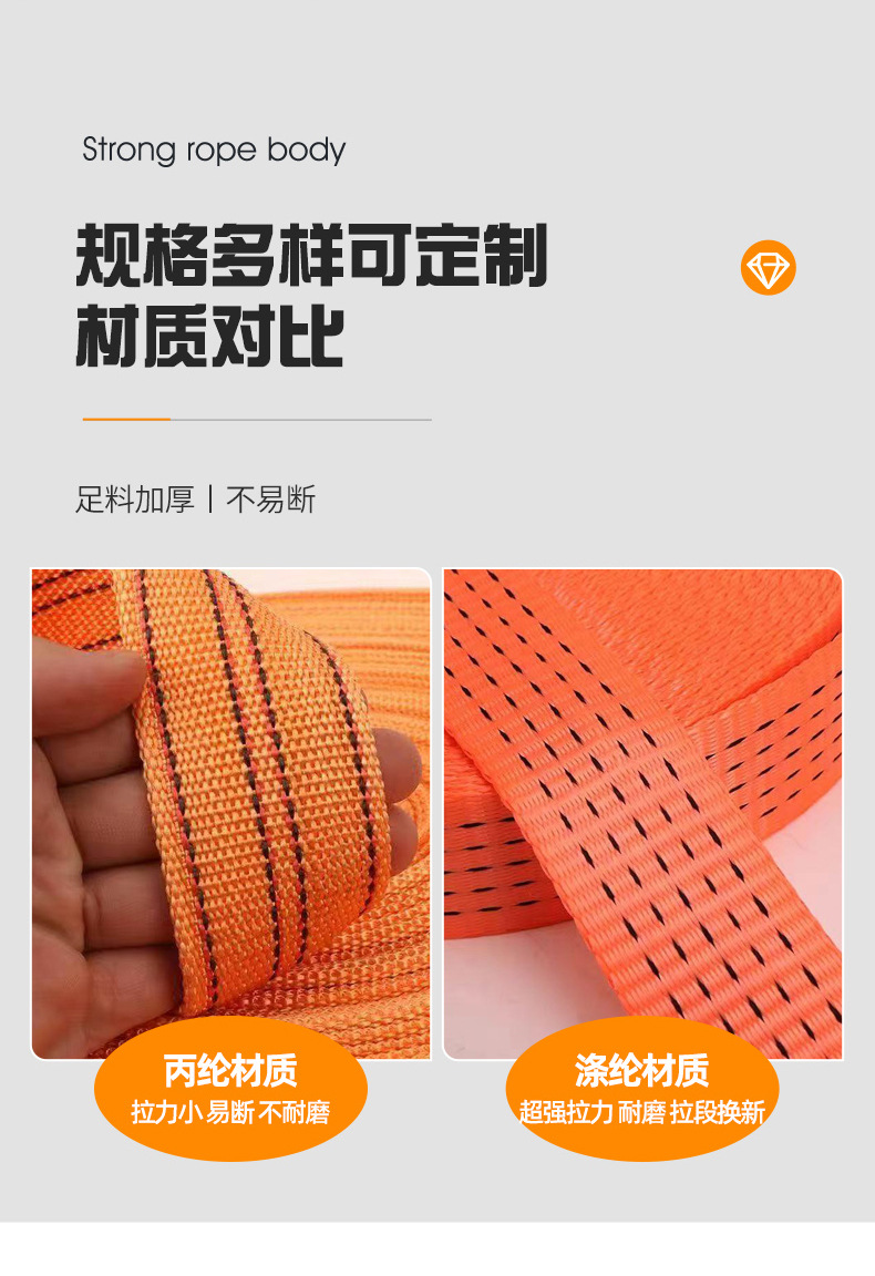 Polyester Trailer Strap, Thickened and Widened Car Towing Rope, Emergency Towing Strap for Cars and Suvs