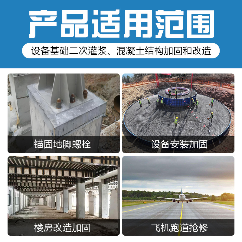 Fast-Setting Concrete Reinforcement, Early Strength, High Strength, Non-Shrinking Cement-Based Self-Leveling Rapid-Setting Secondary Grouting Material