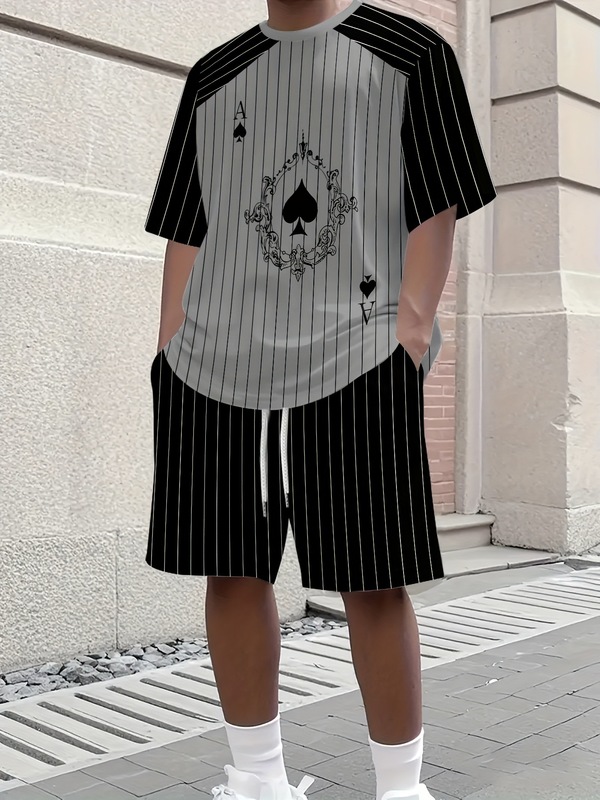 2025年夏季男士休闲时尚简约潮流套装短袖短裤|undefined