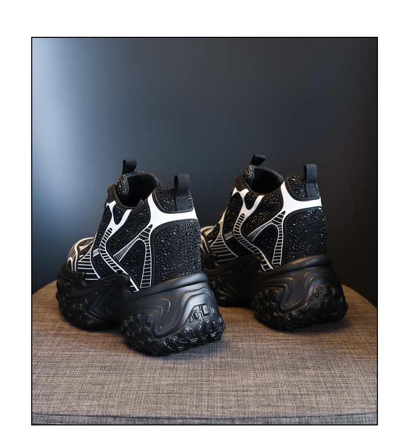 Giày sneaker nữ đế dày độn cao bên trong, phong cách bánh mì thoáng khí — Màu đen chi tiết 23