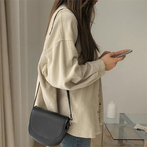 Women's Z-Linen Corduroy Shirt for Outerwear, Spring and Autumn New Retro Hong Kong Style Medium-Length Collar Shirt, Versatile Loose Striped Corduroy Jacket