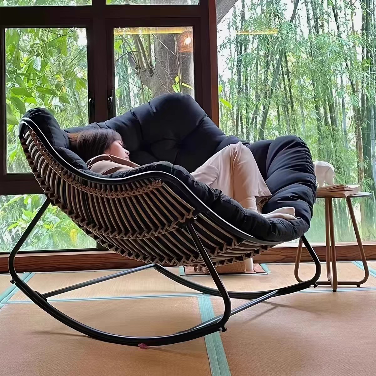 Nido de pájaros silla mecedora balcón casera sala de estar simple silla mecedora lujosa para adultos perezosa sofá