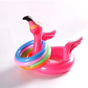 Source Inflatable Flamingo Toy Pvc Inflatable Toy Flamingo Ring Interactive Game Throwing Ring Toy