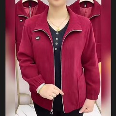ママのジャケット 2025 春と秋の新作コーデュロイジャケット女性用大きいサイズ中高年トップスゆったりカジュアル無地スタイル