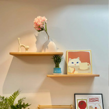 实木墙上置物架沙发上方墙壁展示架松木一字搁板客厅墙面装饰架子