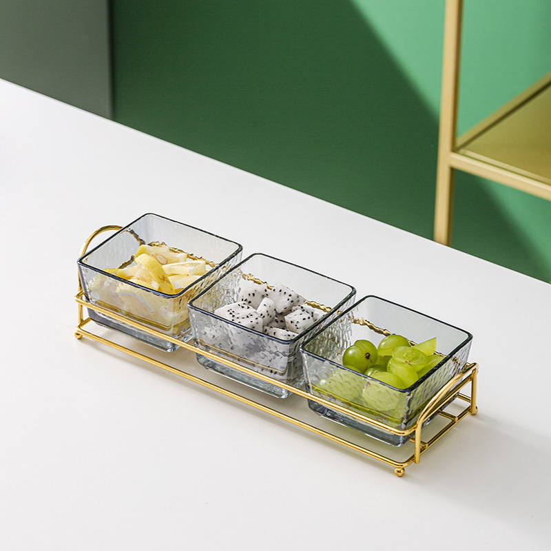 Vidrio separado fruta plato comercial merienda plato bar pie baño Club KTV rejilla plato con tapa