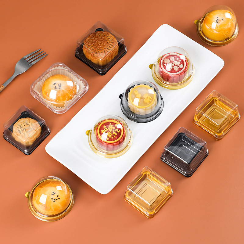 蛋黄酥包装盒中秋月饼包装吸塑盒子圆形方形透明盒绿豆糕托月饼托