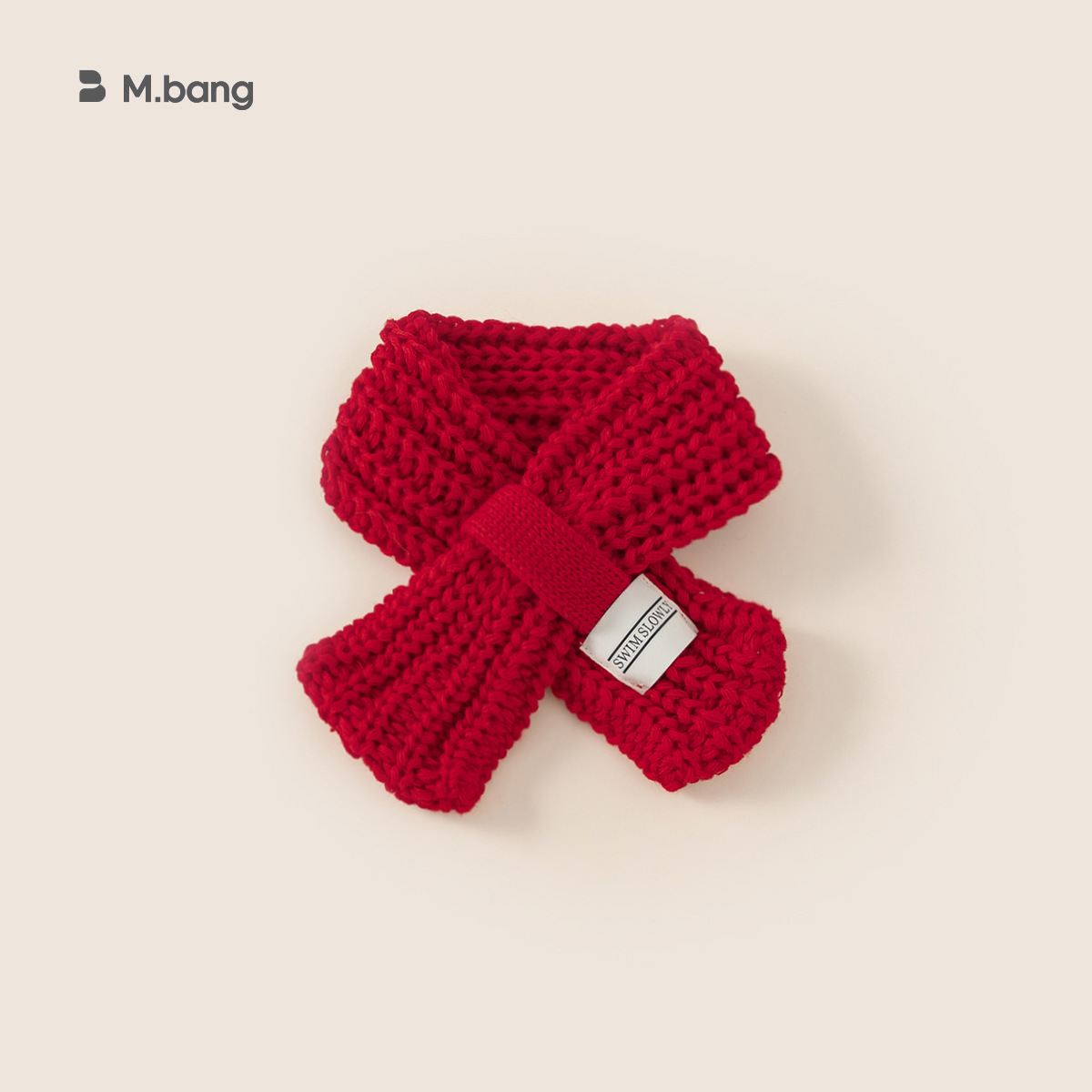 Bufandas para niños de invierno para niños de moda etiqueta de tela de color sólido calentamiento tejido lana cruzada collar