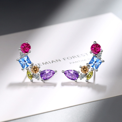 Cross-border fashion colorful zirconia earrings for women, Western and Eastern temperament, personalized earrings.