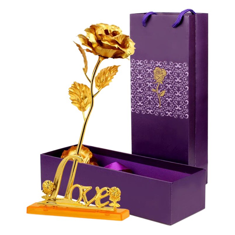 Oro Rosa 24K hoja de oro rosa artificial ramo creativo Día DE LA Madre Día de San Valentín Regalo de Cumpleaños fábrica al por mayor