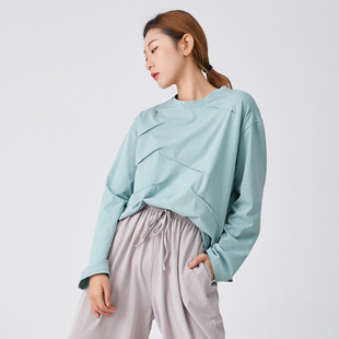 Modern Dance Clothes Top Practice Clothes Long-sleeved Round Neck Cotton Daily Casual Men's and Women's Loose Sportswear