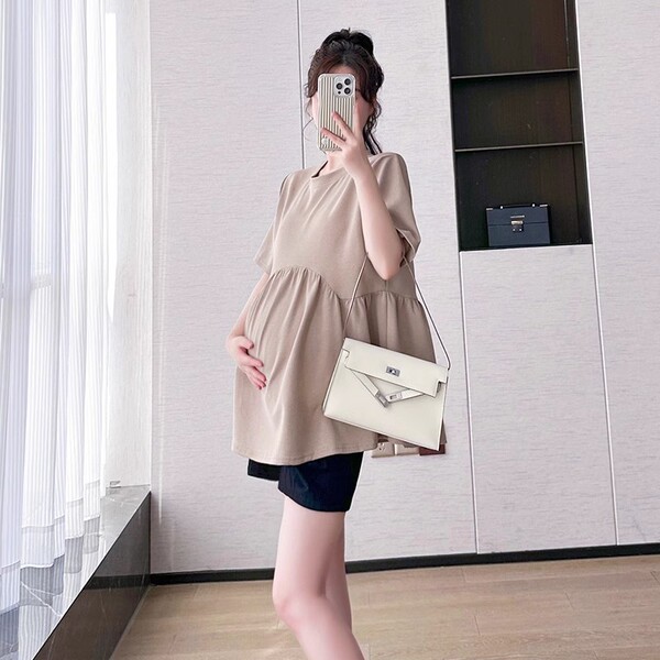 Summer white short sleeve T-shirt for pregnant for leisure