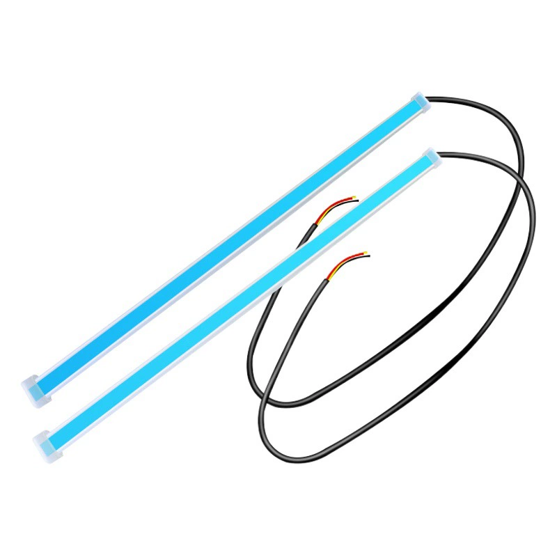 Ультратонкие дневные ходовые огни, мягкий силикон, белый свет, поворотный желтый свет, автомобильные дневные ходовые огни с проточной водой