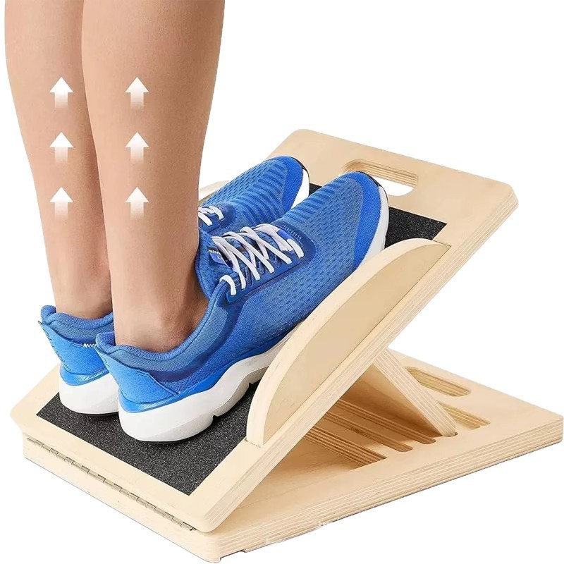 Wooden Stretching Board Fitness Inclined Pedal Squat Inclined Board Multi-Position Adjustable Calf Stretching Balance Board Yoga